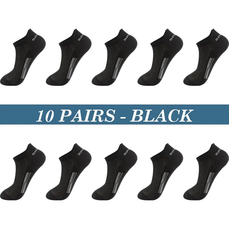 Men's Cotton Ankle Socks 10 Pairs Breathable Mesh Sports Everyday Casual Athletic Thin Cut Plus Size 39-48