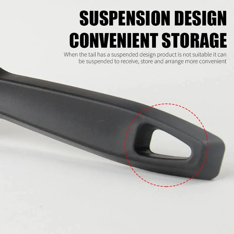Car tire rim brush handheld cleaning tool, black plastic handle with built-in hanging hole