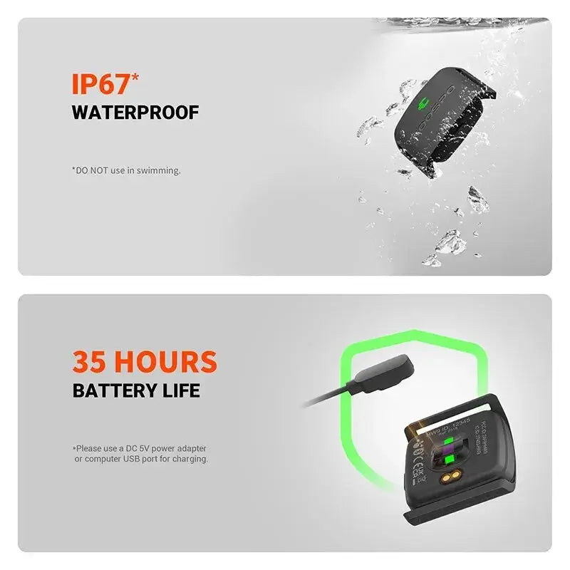 COOSPO HW9 Armband Heart Rate Monitor with HR Zones for Peloton Zwift and Wahoo BLE Five Zero ANT Plus