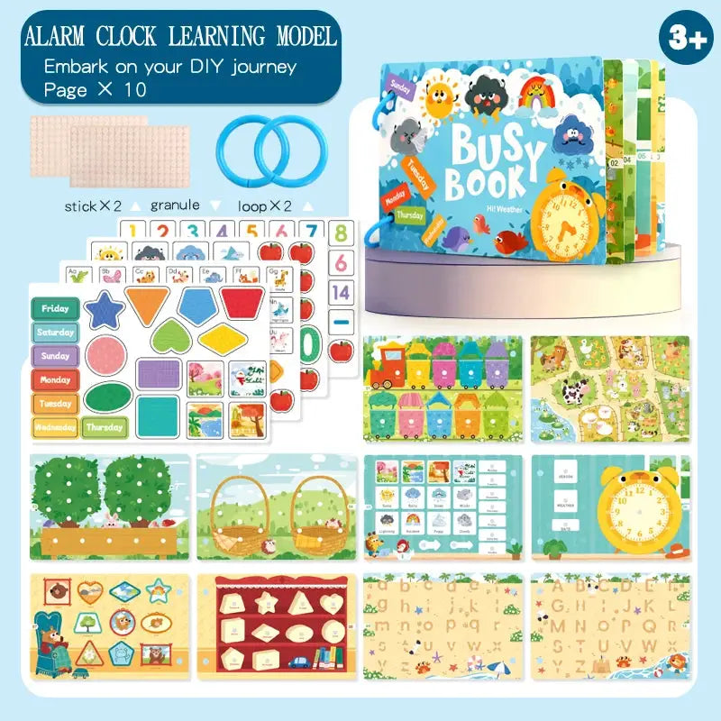 Montessori Quiet Book Kids Puzzle Word Recognition Early Education Toy Book With Stickers Learning Activities
