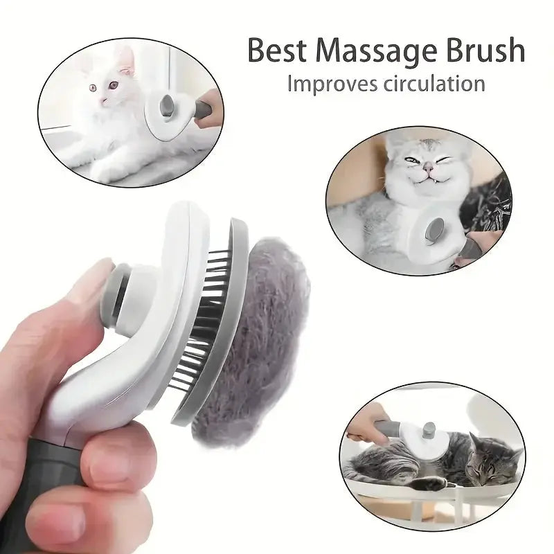 One Click Pet Hair Removal Comb for Dogs and Cats Automatic Slicker Brush for Effortless Grooming