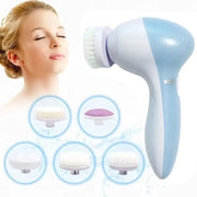 Electric 5 In 1 Facial Cleanser Brush Spa Skin Care Massager For Blackhead Removal And Gentle Facial Cleansing
