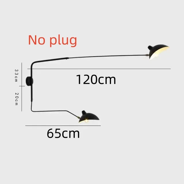 Mouille ceiling lamp by Simples Market, black Nordic spider pendant with two adjustable heads and 120cm reach