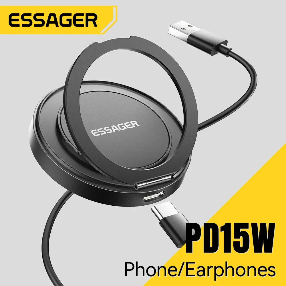 Essager Magnetic Wireless Charger With Holder 15W Fast Charging For IPhone 16 15 14 13 Pro Max AirPods Mini