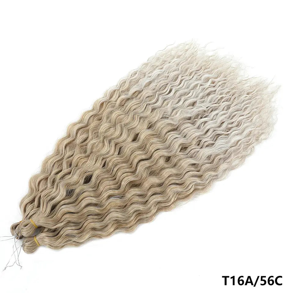 Ariel Curls water-wave crochet hair, 2 bundles, ombre blonde synthetic Afro curls extensions