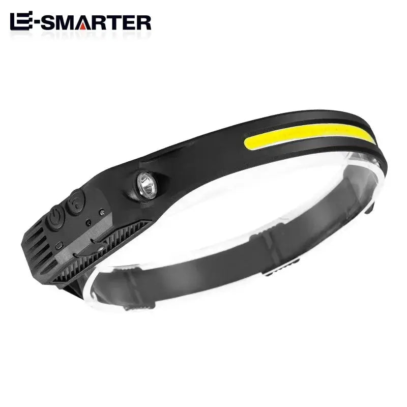 TrailTech Rechargeable LED Headlamp With Built In Battery 6 Modes Motion Sensor COB Sensor Waterproof