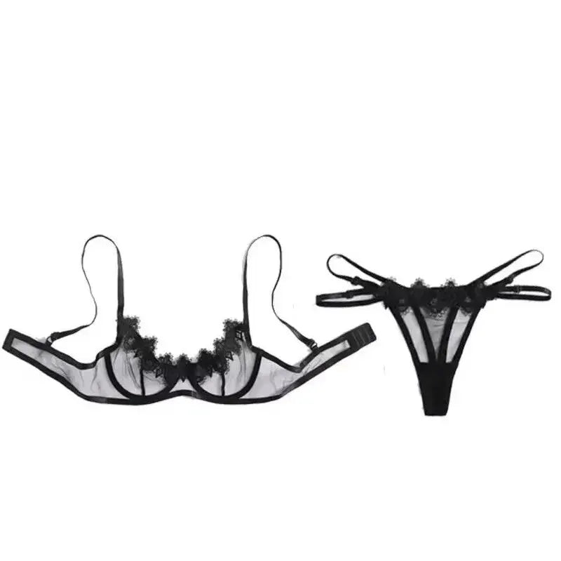 LuxeLace See Through Lace Bodysuit And Babydoll Set Wire Free Plunge Bra For Alluring Comfort