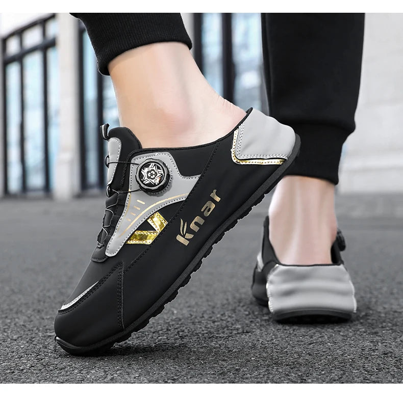 Men's lightweight non-slip running shoes, Simples Market, black with grey and gold accents