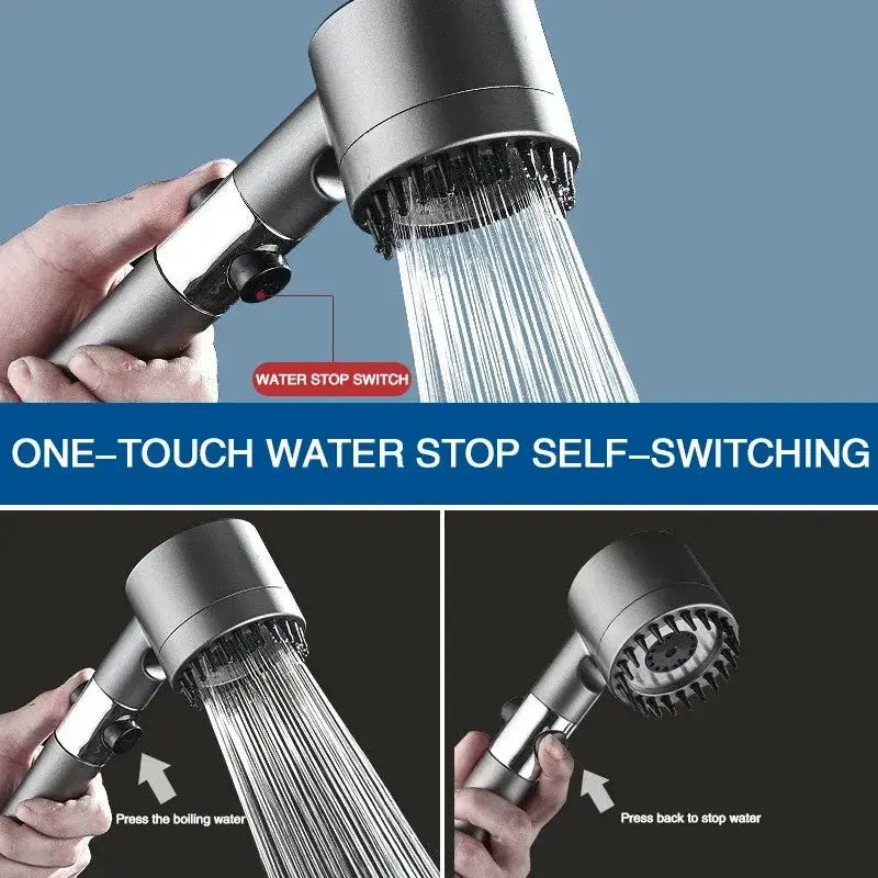 High Pressure Filter Shower Head With 3 Mode Adjustable Spray Massage Brush Rain Shower Head Bathroom Accessories