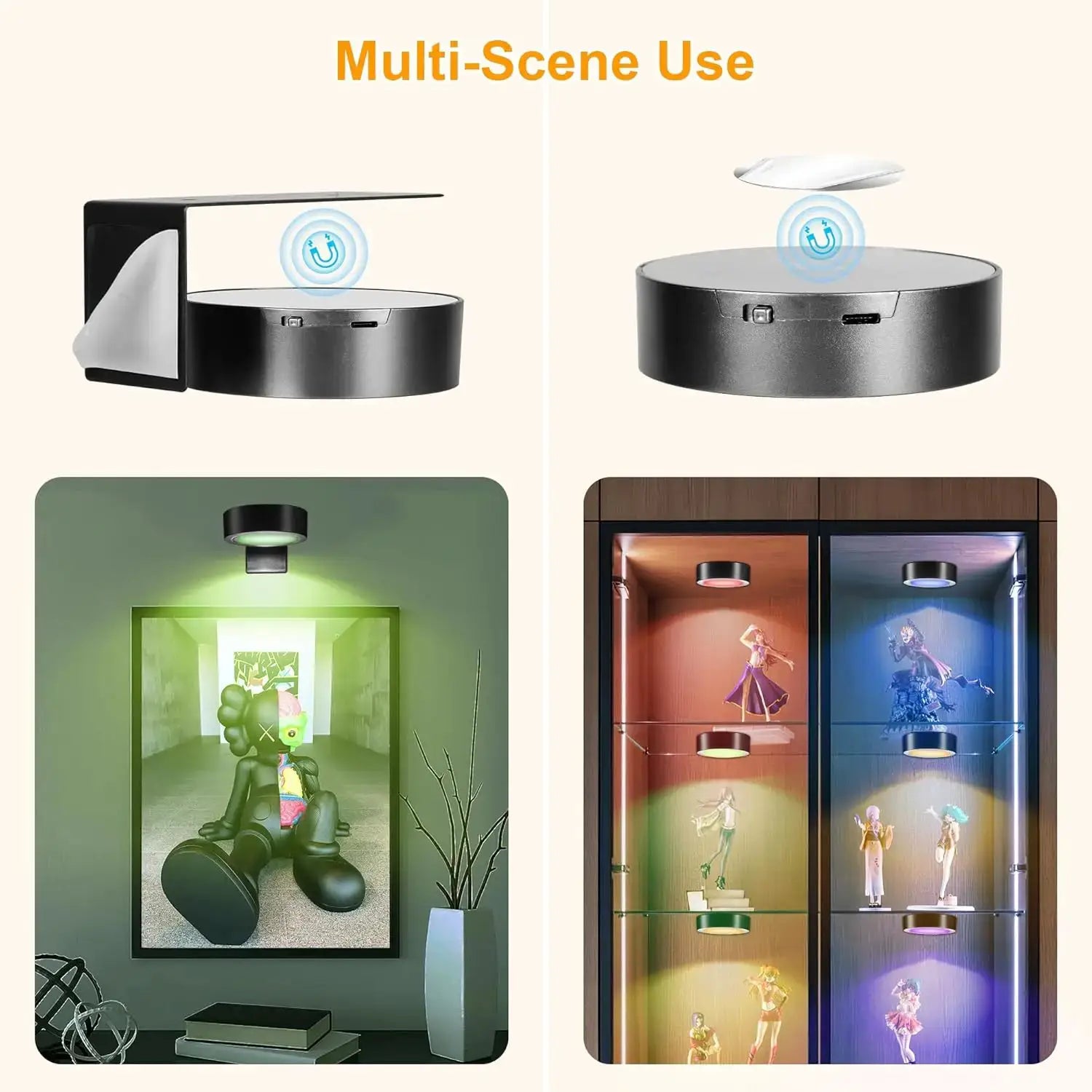 LED Wall Picture Light by Simples Market, 13-color RGB, battery-powered, dimmable magnetic art display spotlight
