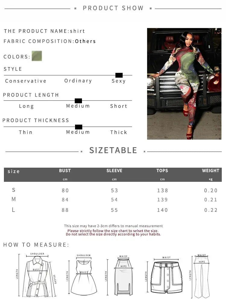 Colorful print jumpsuit with long sleeves for women, street-fashion look