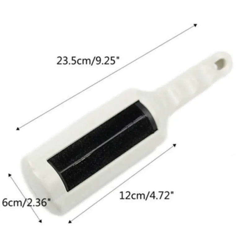 Electrostatic pet hair remover brush with suction roller, white handheld cleaner for home, office and travel