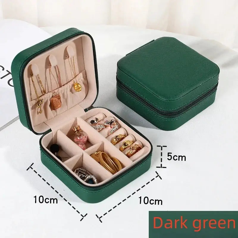 LuxeNest Mini Jewelry Storage Box Portable Travel Organizer for Earrings Necklaces and Rings in Durable PU Leather