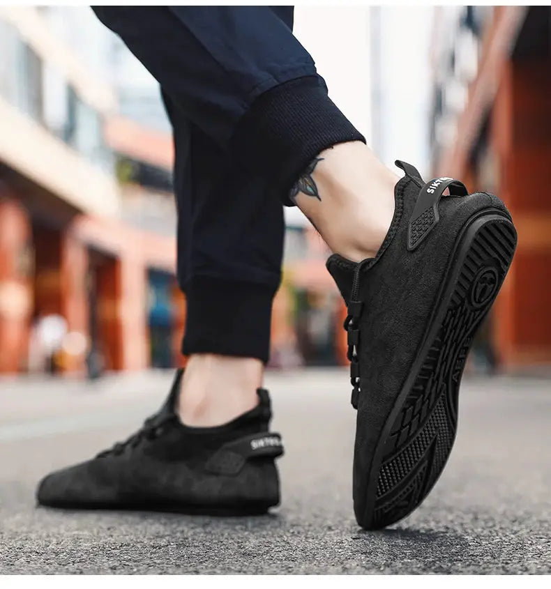 YRZL men's black mesh loafers by Simples Market, driving moccasins with non-slip sole.