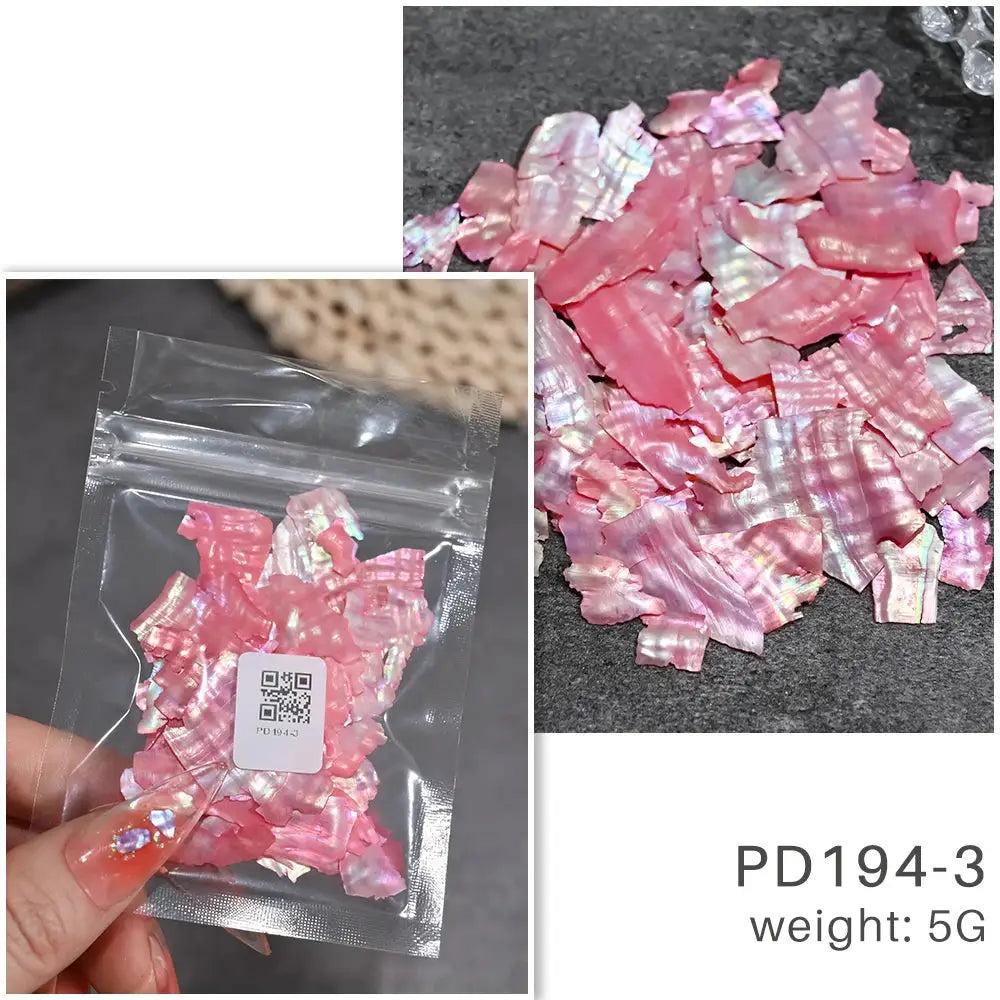 Aurora Abalone Shell Flakes Nail Charms 3D Irregular Slice Sequins Iridescent Natural Shell Shimmers For Nail Art