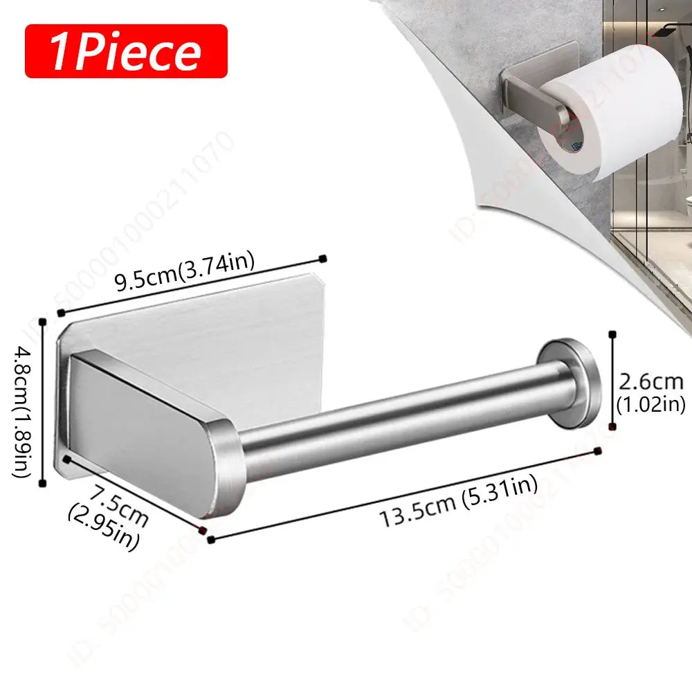 Adhesive Stainless Steel Toilet Paper Rack And Kitchen Towel Holder