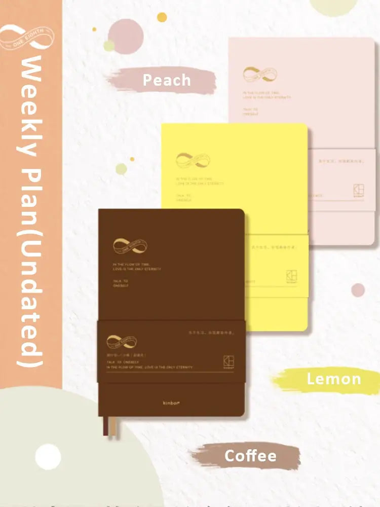 Kinbor weekly planner notebook undated agenda in brown yellow peach and pink portable diary from Simples Market