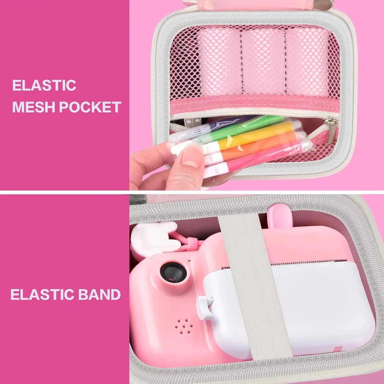 KidGuard Instant Print Camera Case Shockproof Dustproof Hard Storage Bag For Toddler Cameras Travel Friendly PU Case