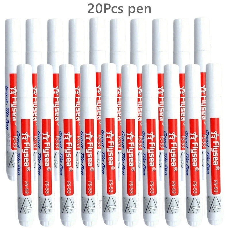 Grout pen set, 20 white waterproof tile seam markers for tiles, floors, and bathrooms