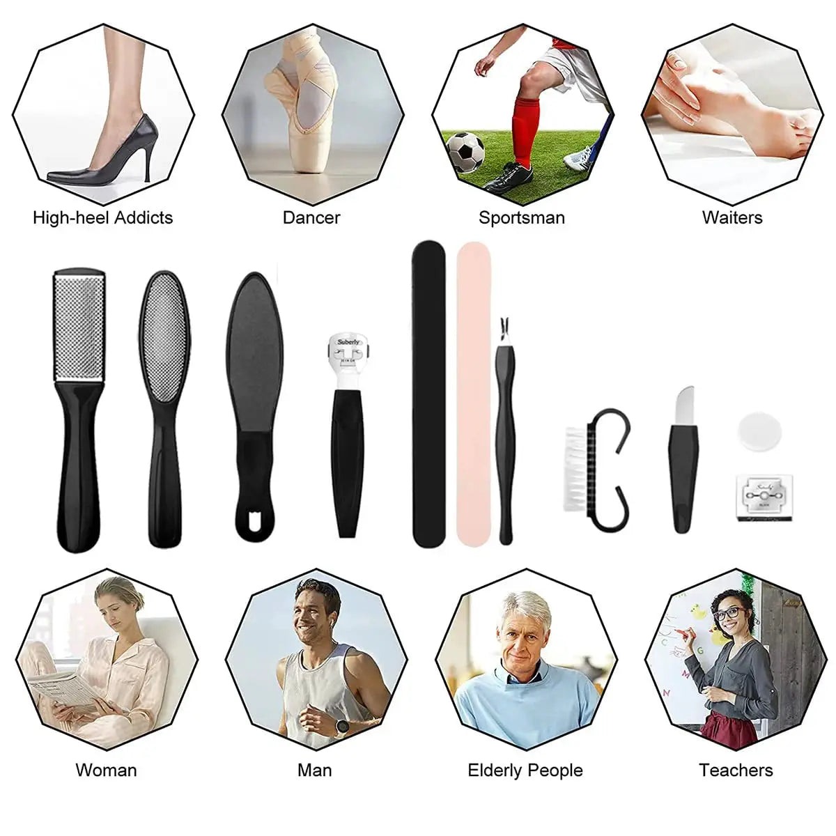 Stainless Steel Pedicure Kit 8 In 1 Professional Foot Care Set With Callus Remover And Dead Skin Rasp