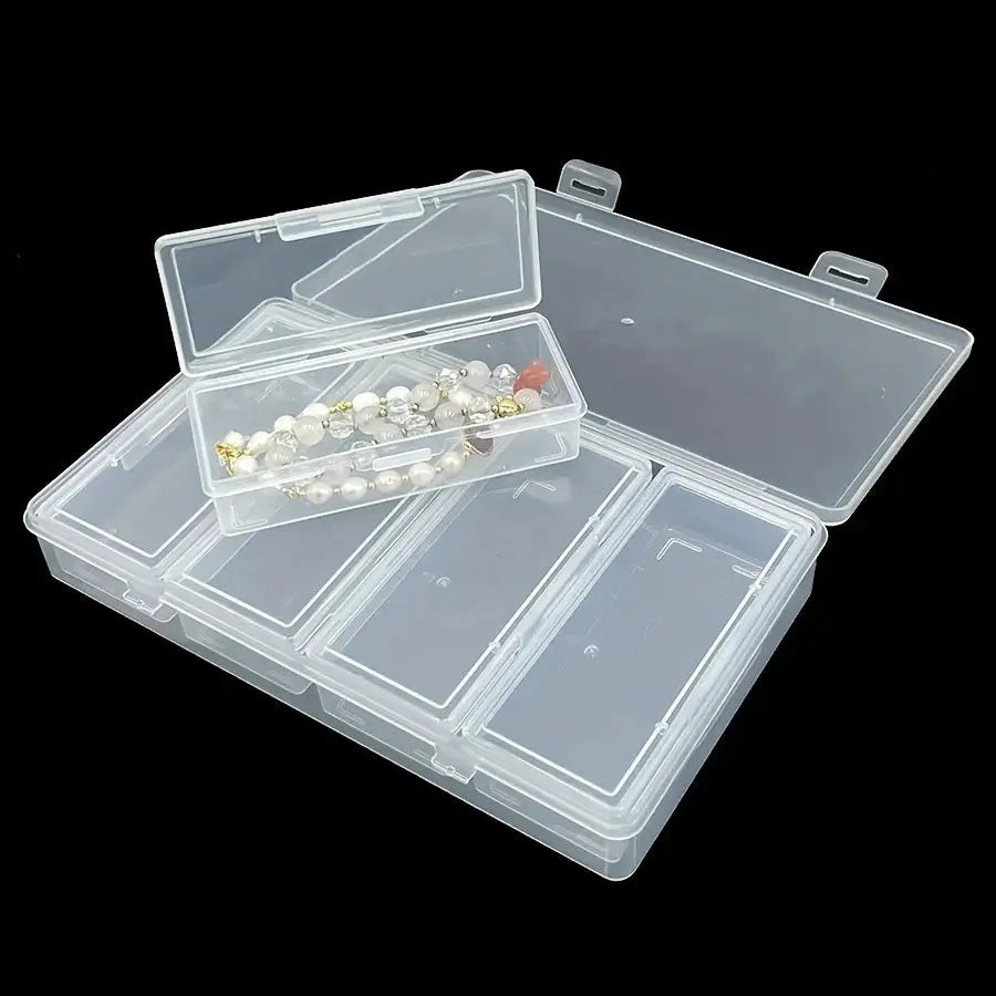 Clear Plastic Storage Organizer Box With 4 Adjustable Dividers For Craft And Sewing Supplies Removable Compartments