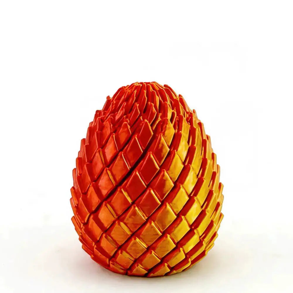3D-printed dragon egg stress-relief model by Simples Market, deformable orange-red scale desk ornament