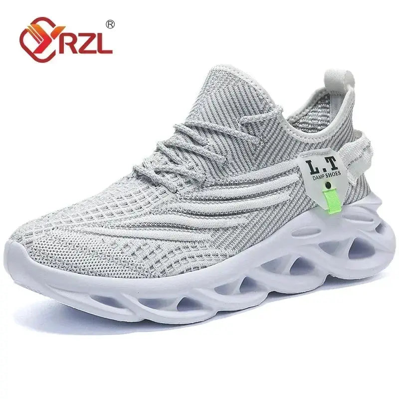 YRZL Men and Women Running Shoes Black Breathable Mesh Casual Sneakers Outdoor Shock Absorption