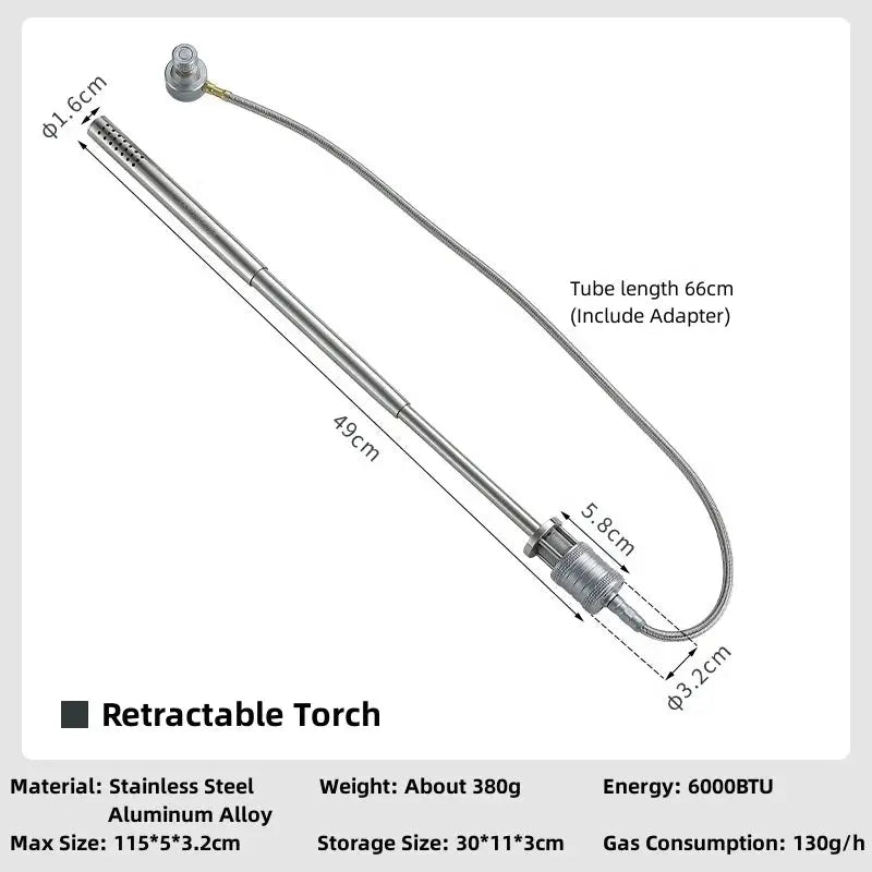 CAMPINGMOON XD-6-NE Torch Spray Gun, retractable stainless steel with braided hose by Simples Market