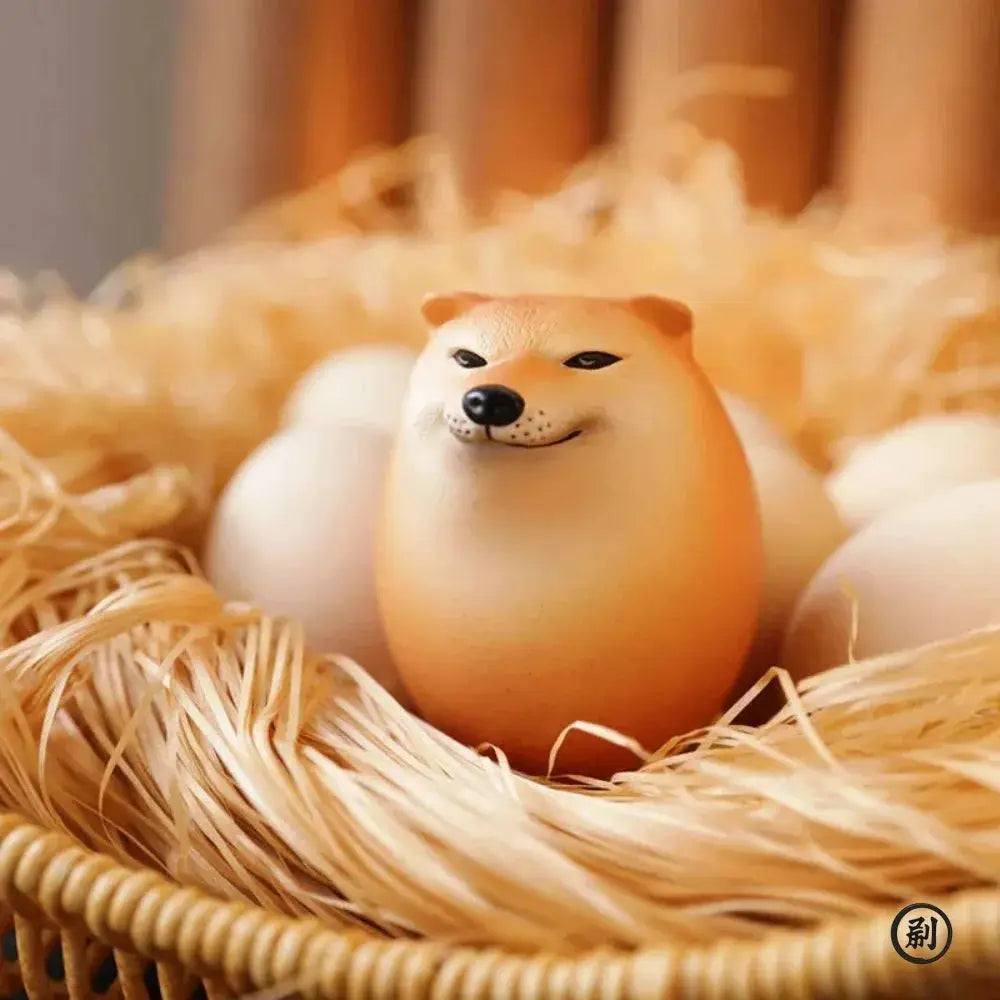 Shiba Inu Realistic Egg Shape PVC Desk Decor Dog Ornament For Home Office And Christmas Gift