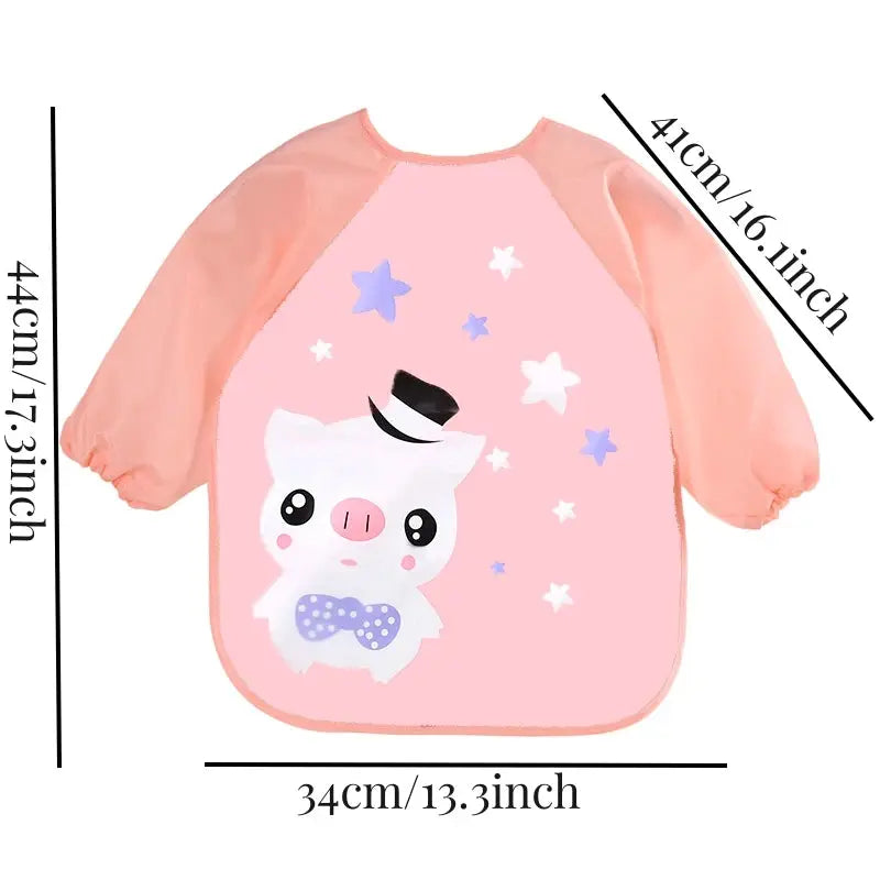 Waterproof EVA Full Sleeve Baby Bibs For Kids Long Sleeve Feeding Smock Apron Eating Breastplate Infant Clothing