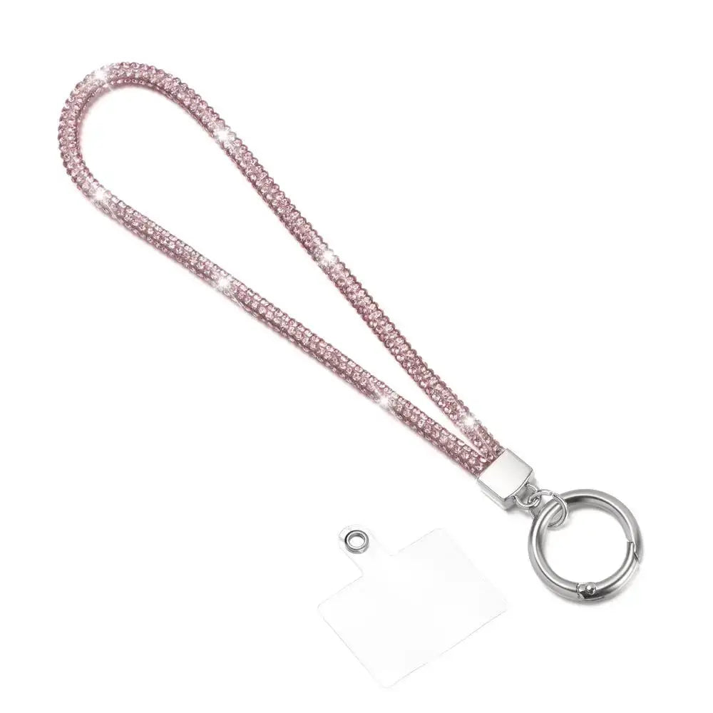 Glitter Rhinestone Phone Lanyard Crystal Wrist Strap Anti Lost Keychain Hanging Accessory For Secure Phone