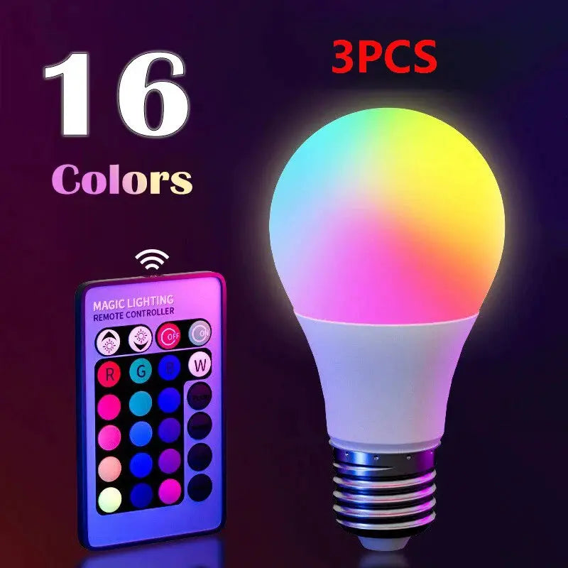 16 Colors RGB LED Bulb E27 220V Dimmable Multicolor Smart Lamp With 24 Key Remote