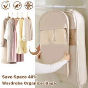Simples Market 1pc wardrobe compression bag for clothes; beige storage bag, space-saving 40% closet organizer