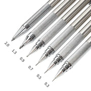 Simples Market Mechanical Pencil Set, 6 all-metal pencils with 0.3–2.0 mm leads