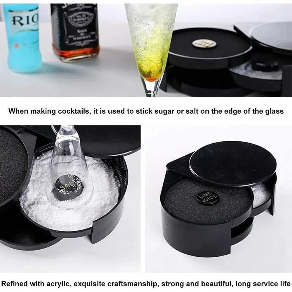 Three Layer ABS Rotating Cocktail Seasoning Box Bar Accessories Salt Sugar Garnish Organizer