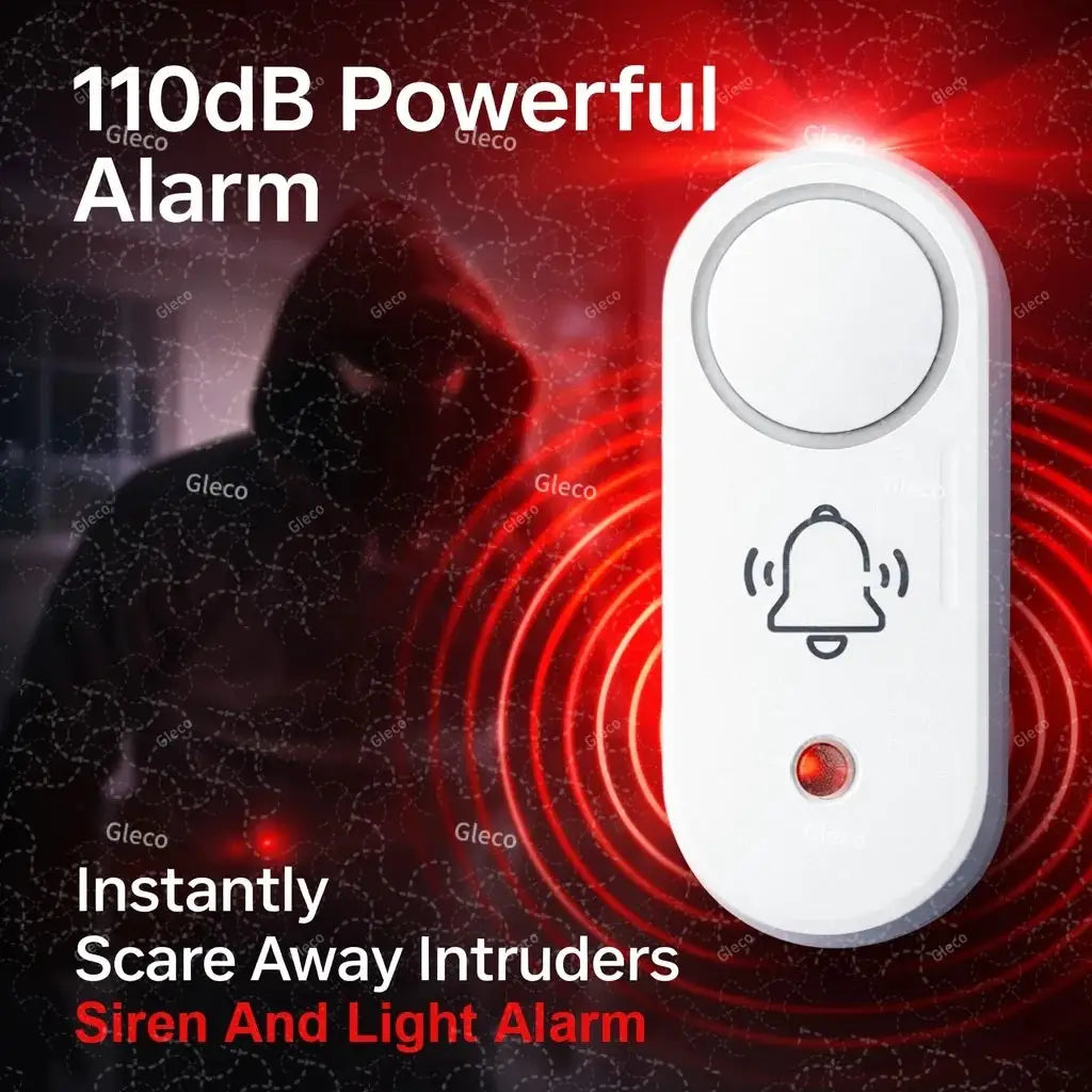 Zigbee smart siren alarm, white device with bell icon, 110 dB siren and red LED ring