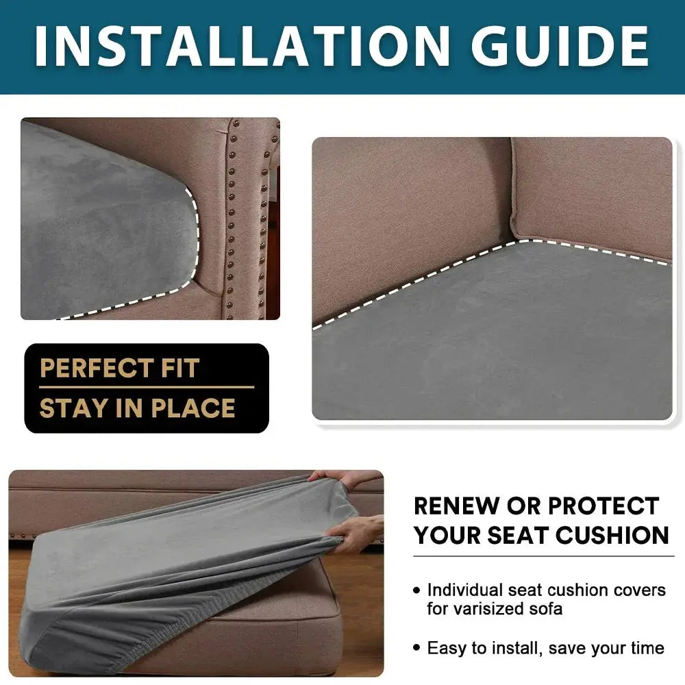 Simples Market Soft Velvet sofa slipcover for chaise lounge, gray elastic, removable, pet-friendly.
