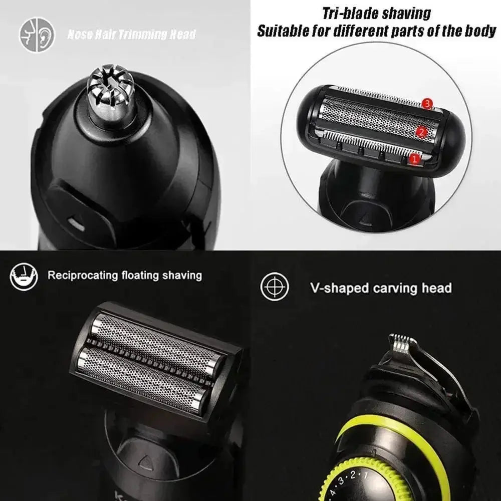 Simples Market KM-696 black 5-in-1 men's hair clipper with interchangeable heads and nose trimmer