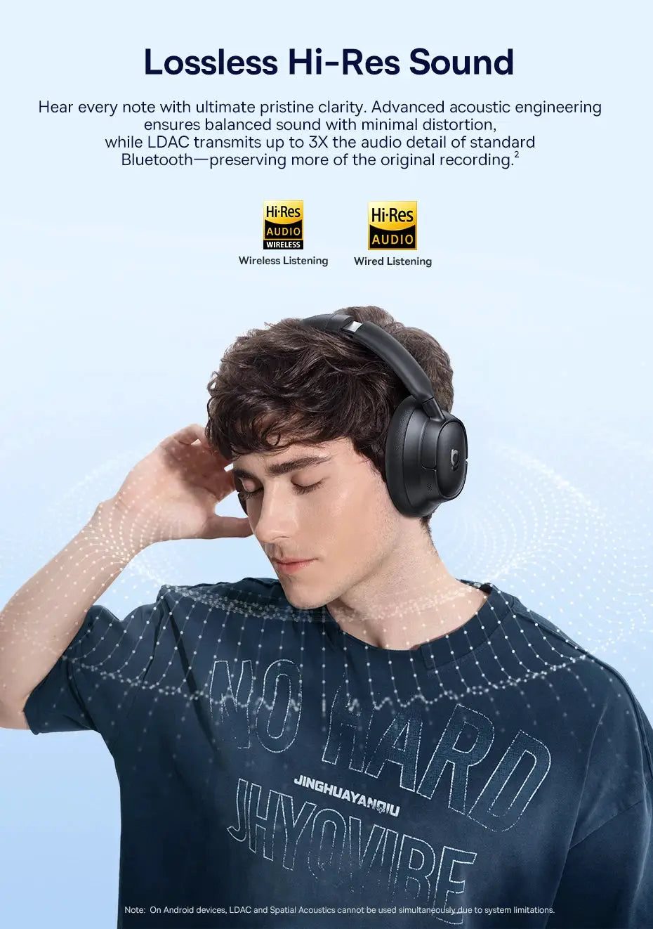 Baseus Bass EH10 NC wireless over-ear headphones in black with Beats logo on the ear cups