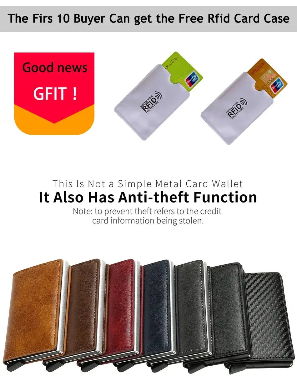 Simples Market anti RFID carbon fiber ID card holder wallets in multiple colors with mini automatic pop-up design