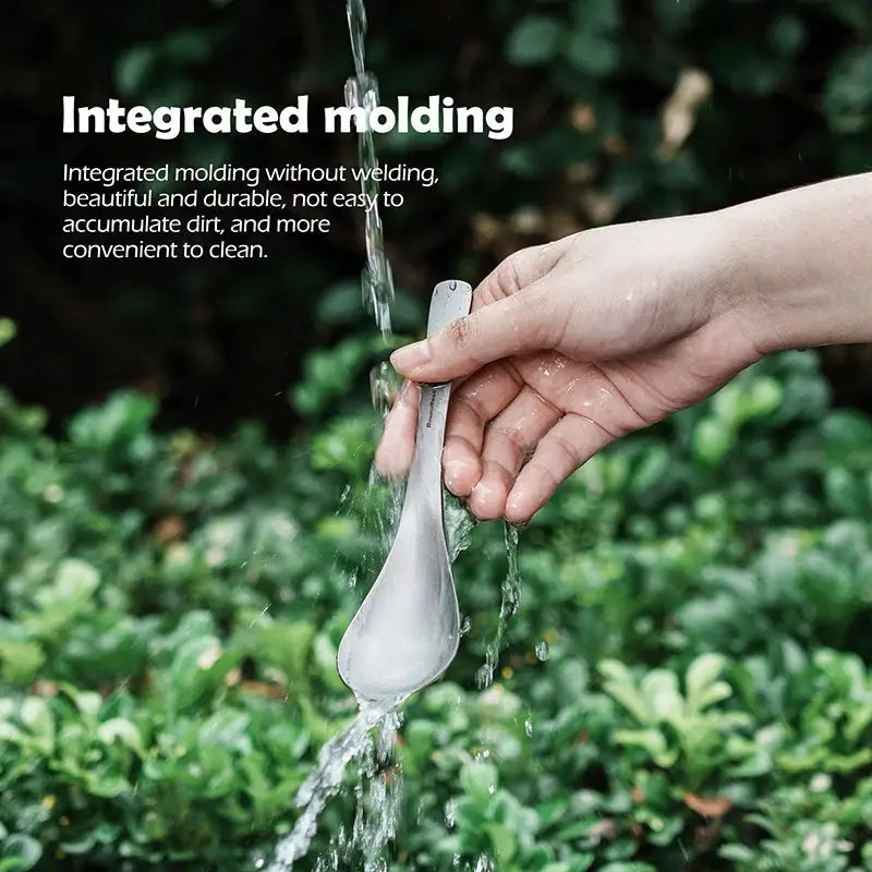Boundless Voyage titanium spoon for camping with carry bag, outdoor flatware