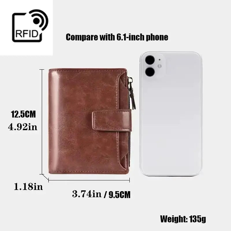 SecureGuard Men RFID Leather Wallet Pro With Zippered Coin Purse And Anti Theft Protection