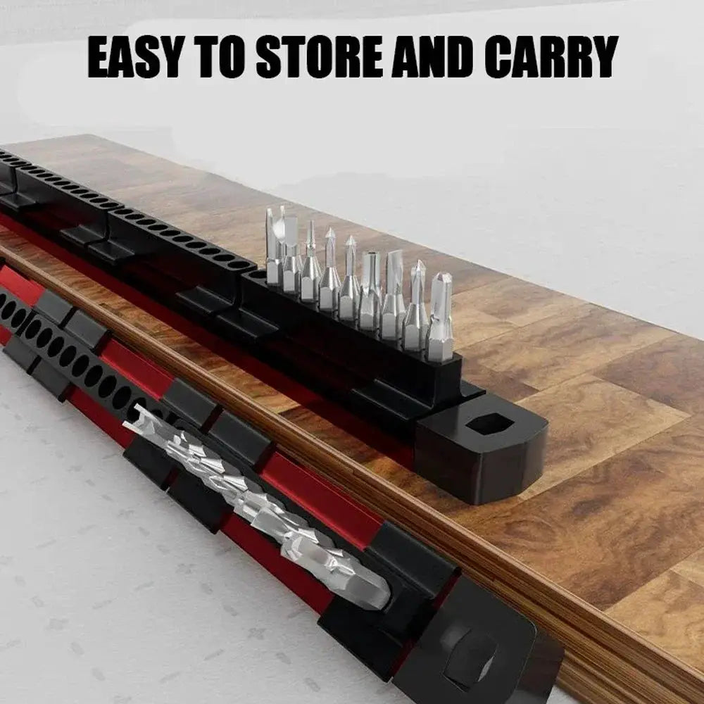 Magnetic screwdriver bit holder organizer, 40-slot black and red storage case by Simples Market