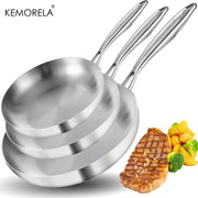Two To Three Piece Frying Pan Set 22 24 26 28 Cm 304 Stainless Steel Five Ply Wok Pan With Food Grade Nonstick