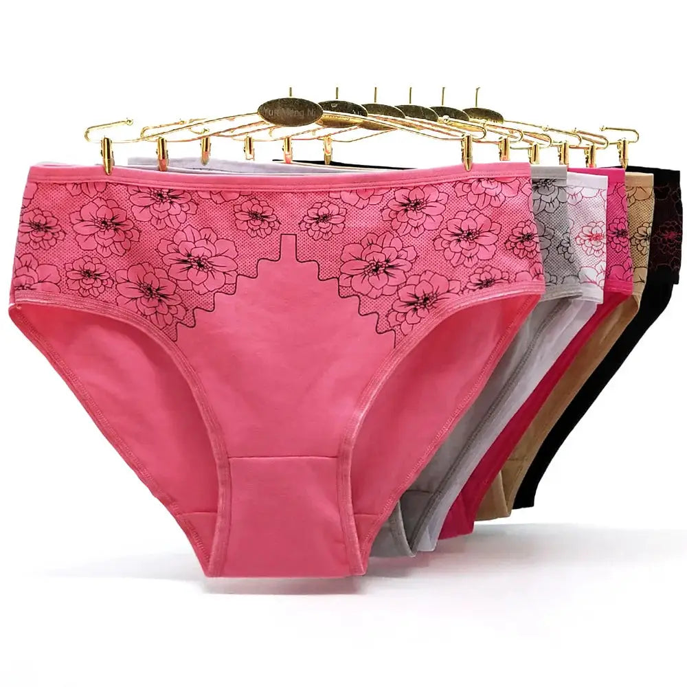 Panties six-pack pink cotton mid-rise butterfly-patterned women’s briefs