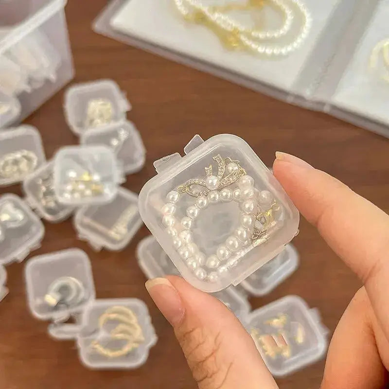 Mini Transparent Plastic Jewelry Storage Box With Flip Top Lid Square Portable Jewelry Organizer For Earrings Display