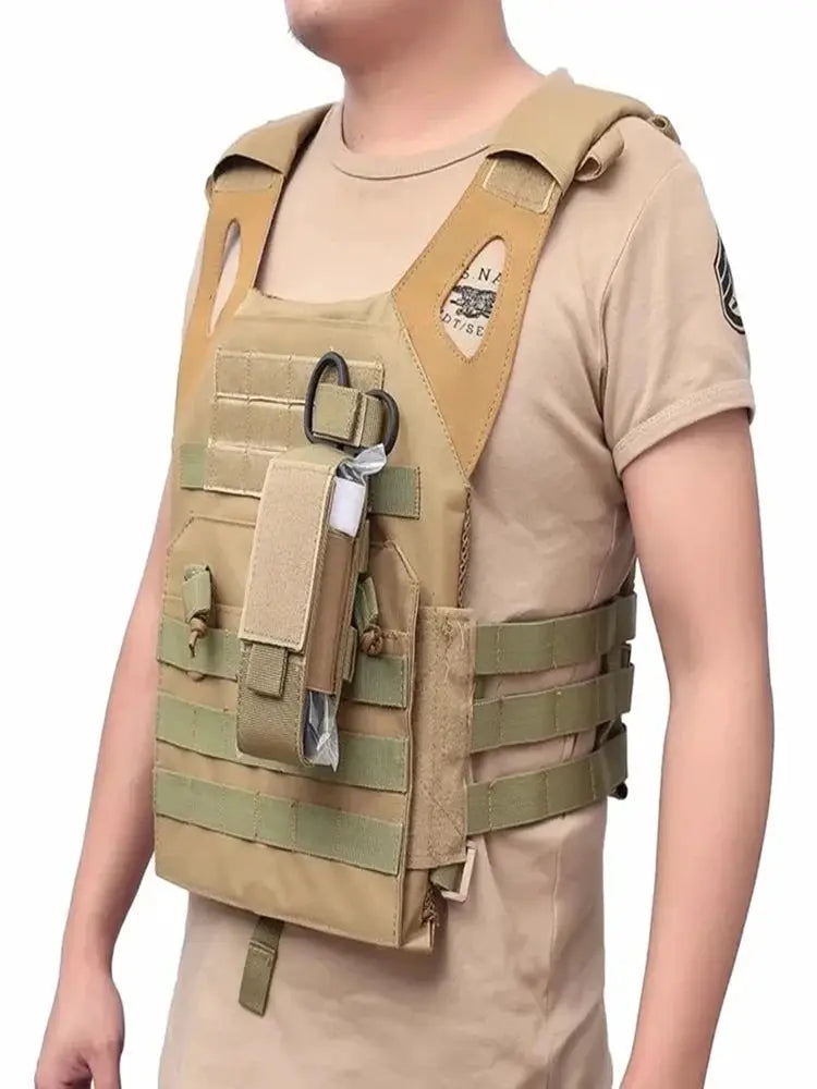 Outdoor tourniquet bag by Simples Market, tan tactical pouch with hanging bag and scissors accessory