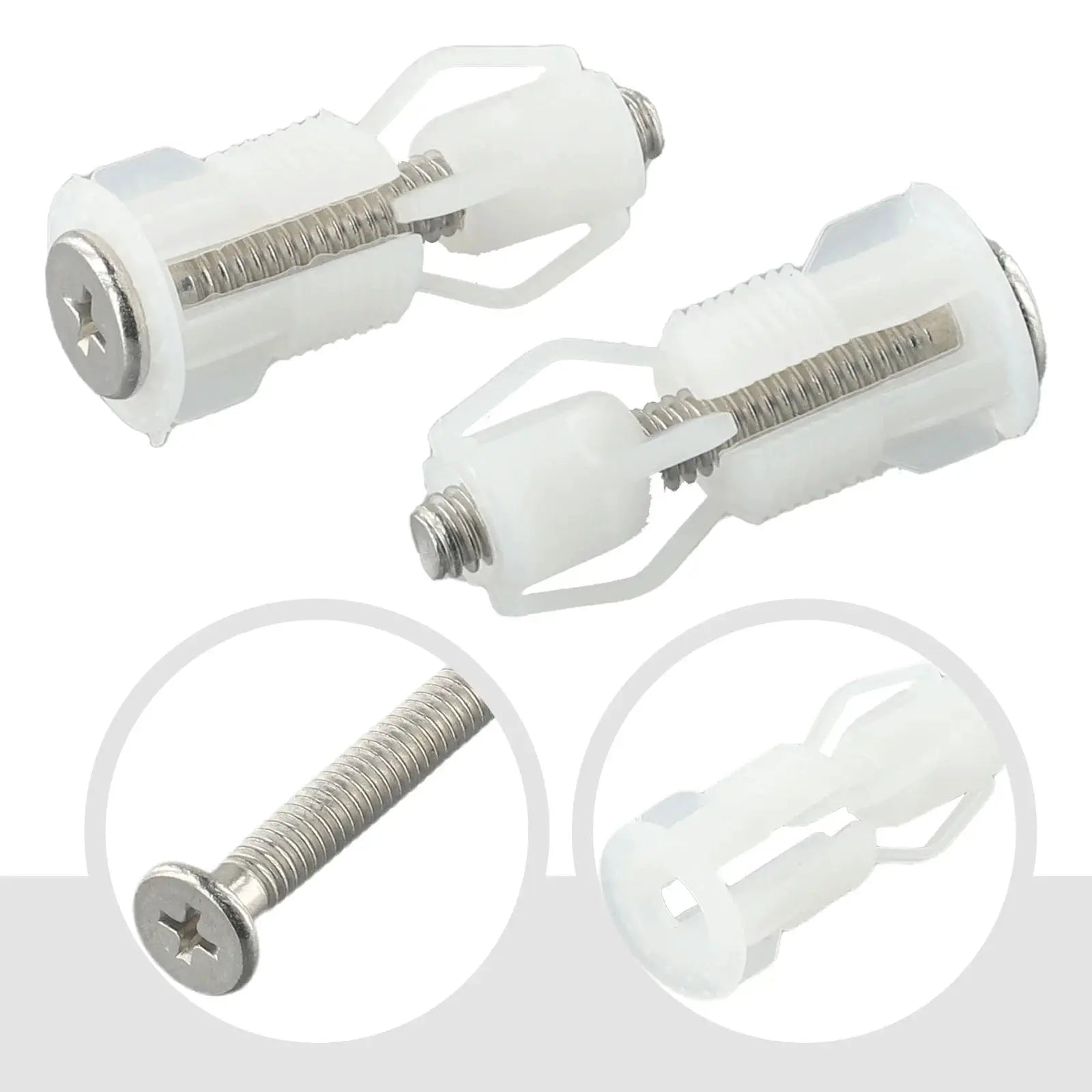 2pcs white top-fix toilet seat screws with nut covers for WC lid fixing