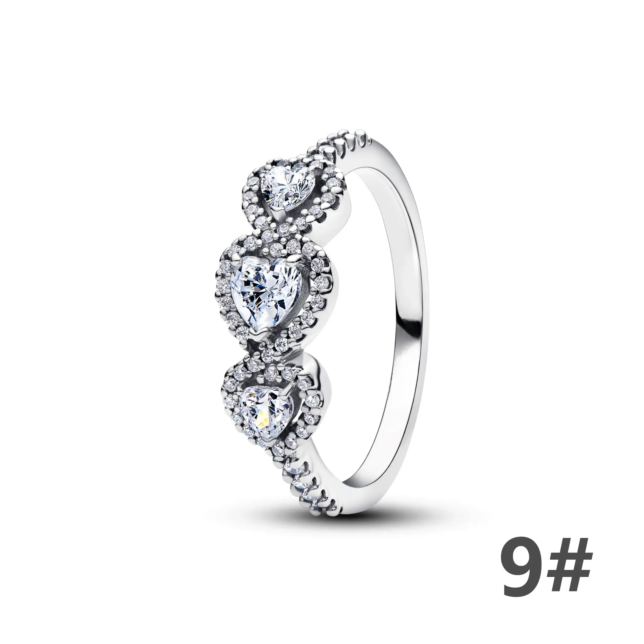Ring 925 silver halo heart with heart-cut center stone surrounded by pave diamonds