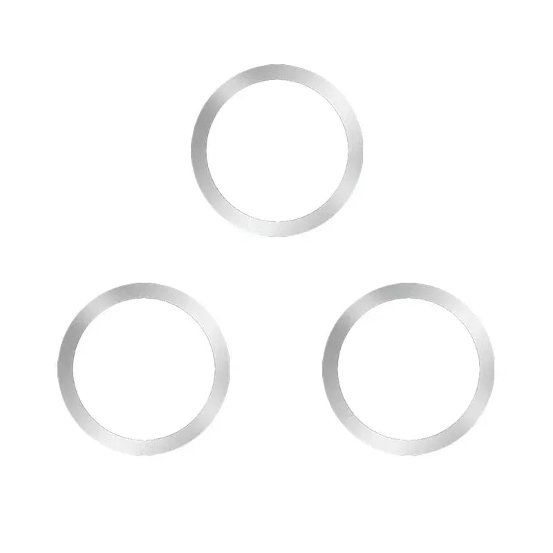 Magnetic metal rings set 3-pack in silver for MagSafe wireless car mount by Simples Market